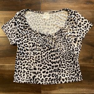 Olivia Rae Black and White Leopard Print Top